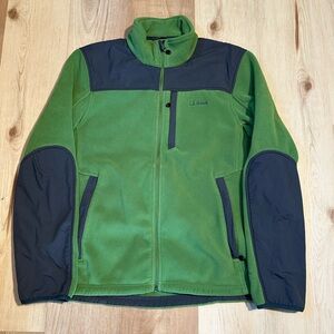L.L. Bean Men’s Fleece Jacket M Full Zip Polartec Outdoor Hiking Green Gray
